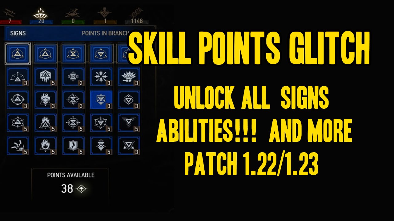 The witcher 3: The best skill points glitch patch 1.22/1.23 pc,ps4,xbox one (No dlc required﻿)