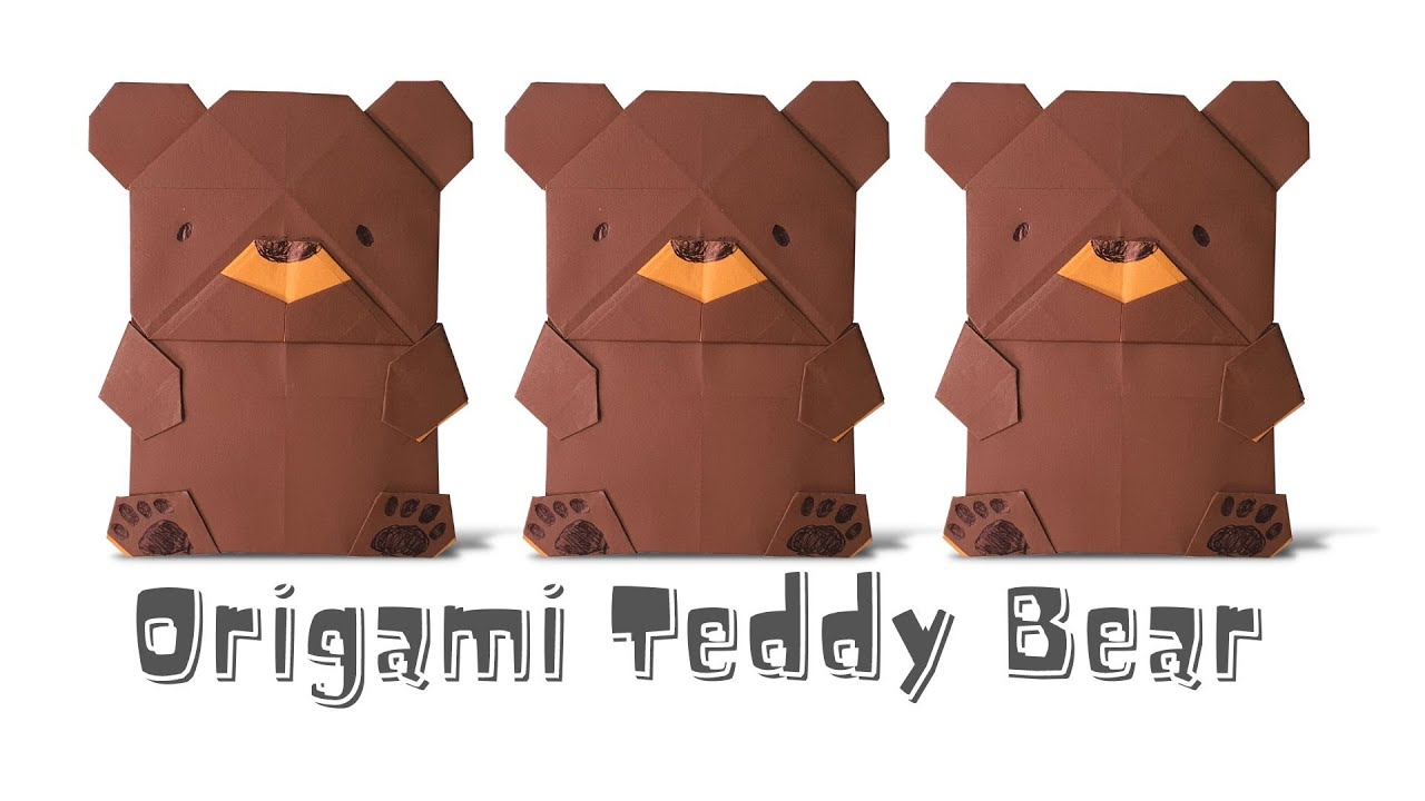 Easy Origami Teddy Bear Tutorial- Easy Origami for beginners- Easy paper craft animal for kids
