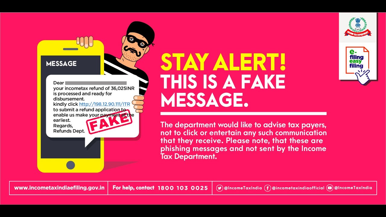 Dear Taxpayers Stay Alert from Fake Refund Massages II Income Tax Refund II