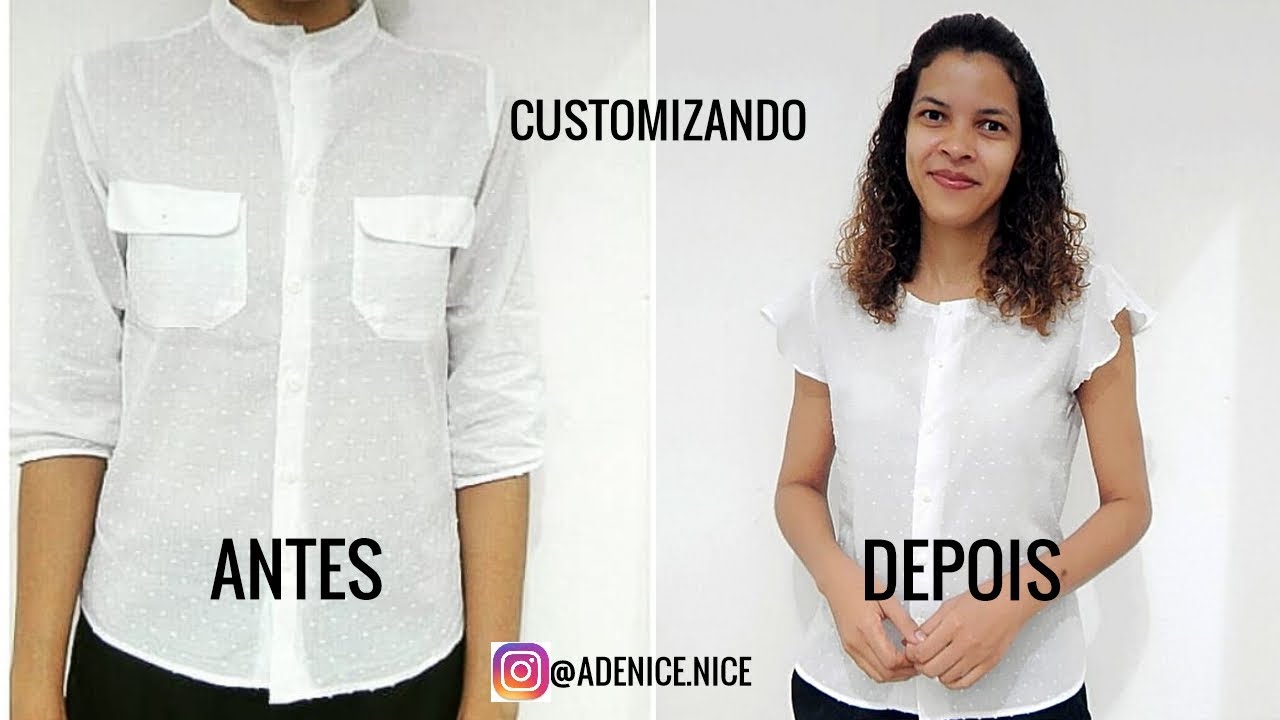 CUSTOMIZANDO  BLUSA BRANCA COM MANGA BABADO