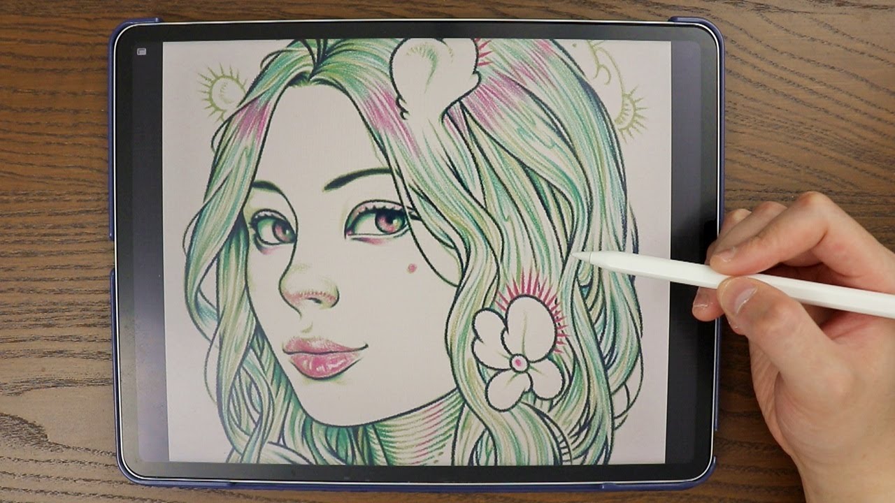 iPad ASMR - drawing forest girl (no talking, no music)