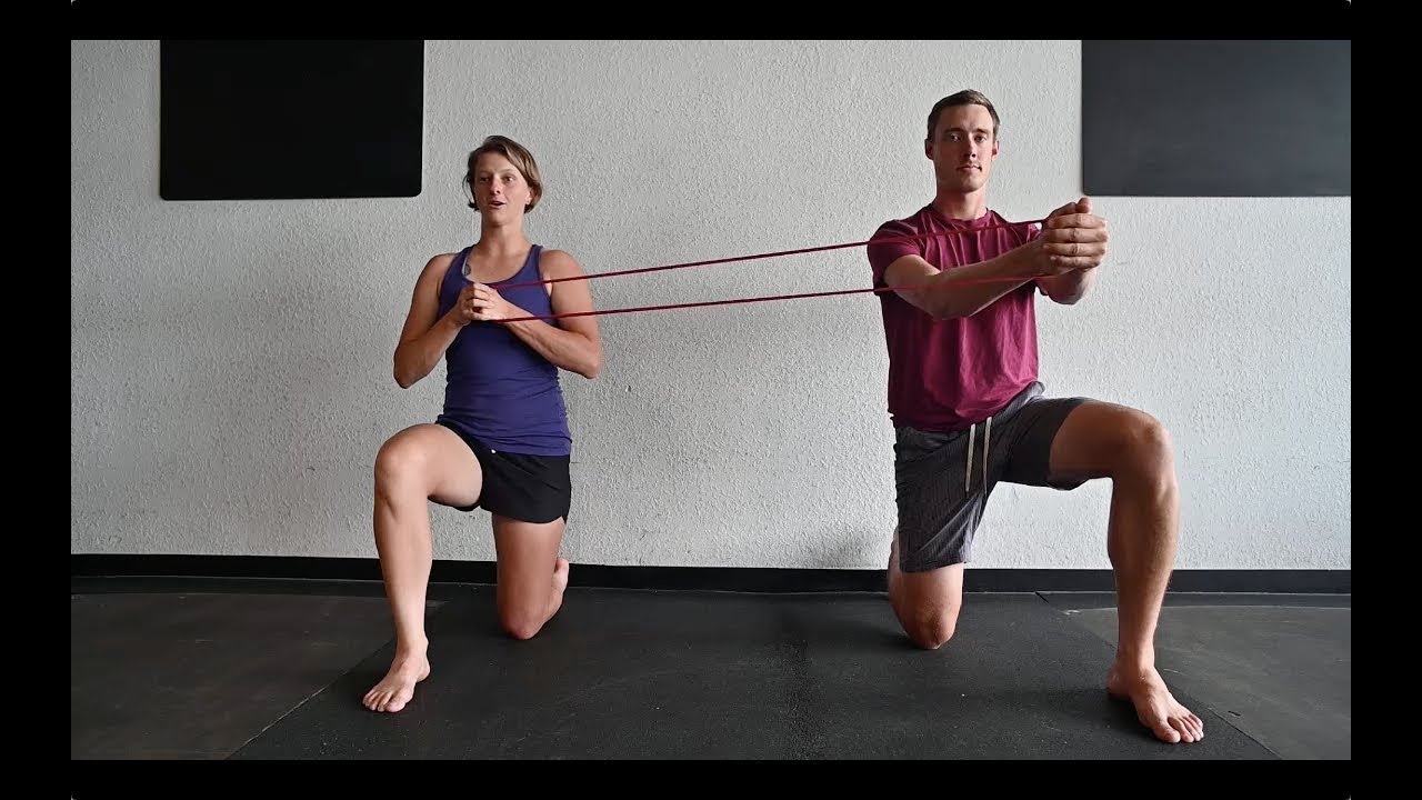Partner Pallof Press (Half Kneel) with Resistance Pull-up Bands by NeeBooFit