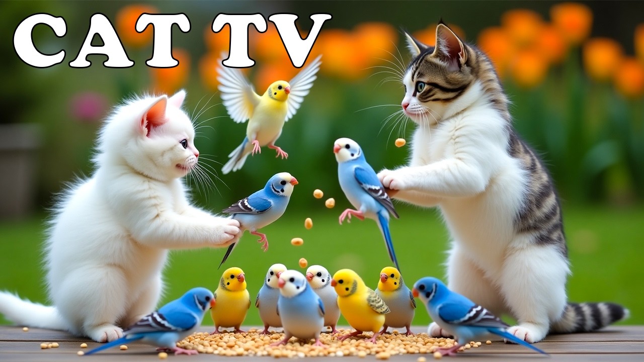 NEW, IMPROVED TV FOR CAT😸📺 Playful Birds Discovering Hidden Seeds 🦜🥜 Cat Games 4K HDR Relax Your Cat