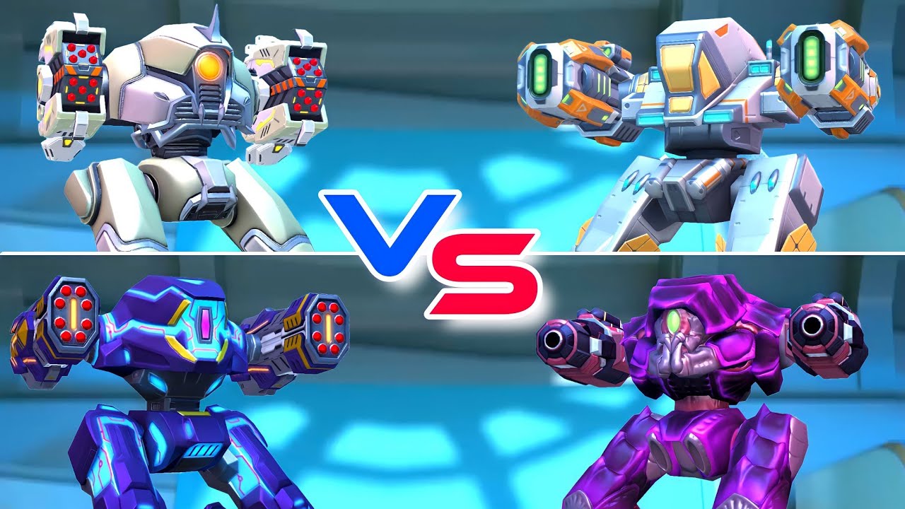 Guardian & Storm Rack 16 vs Missile Rack 16 vs Disruptor 16 vs Voltaic RPG 16 - Mech Arena