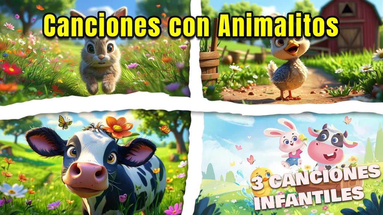 Animalitos y sus Canciones Mágicas ✨🐰 | Tres Canciones Infantiles para Pequeños Descubridores