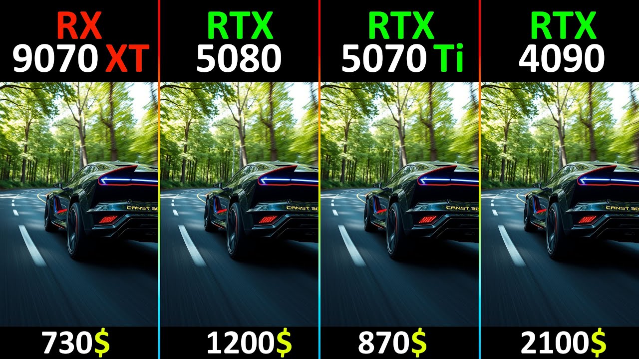 RX 9070 XT vs RTX 5080 vs RTX 5070 Ti vs RTX 4090 TEST IN 10 GAMES - R7-7800X3D -RT DLSS/FSR
