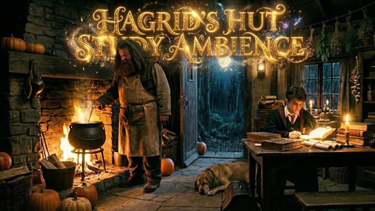 Harry Potter Studying by Firelight in Hagrid’s Hut