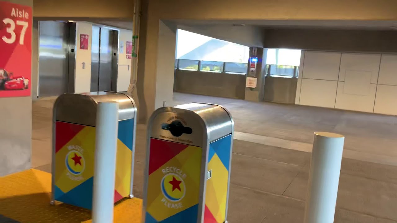 BRAND NEW ThyssenKrupp MRL Traction Elevators @ Pixar Pals Parking Garage, Disneyland, Anaheim, CA