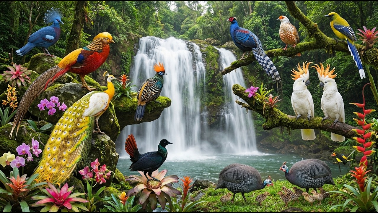Amazon Rainforest Birds in Peaceful Nature 🌴🐦🌈🦩🦚🐦🌷#wildlifedocumentary #birdvideos