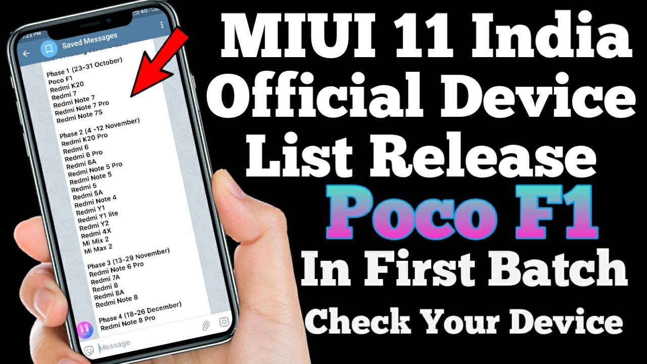 MIUI 11 India Official Device List Release check your Device, Poco F1 will get MIUI 11 on 1st Day