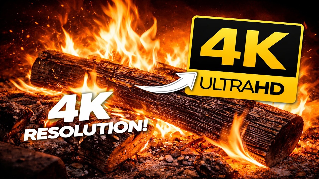 Relaxing Fireplace 🔥 Burning Logs & Crackling Fire Sounds for Stress Relief | 4K UHD | NO ADS