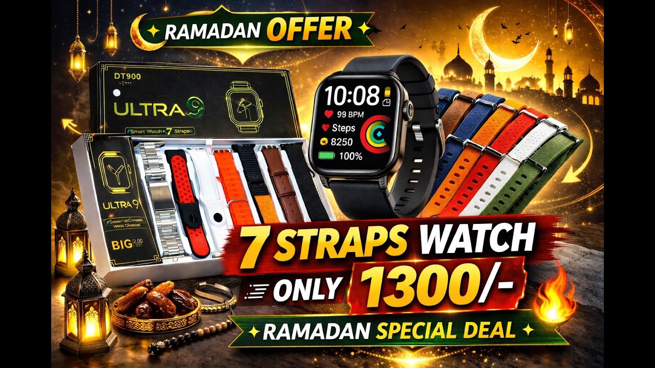 Rs 1300/- 7 straps Smartwatch 😱 Full Review | Ramadan Offer Pakistan 2026