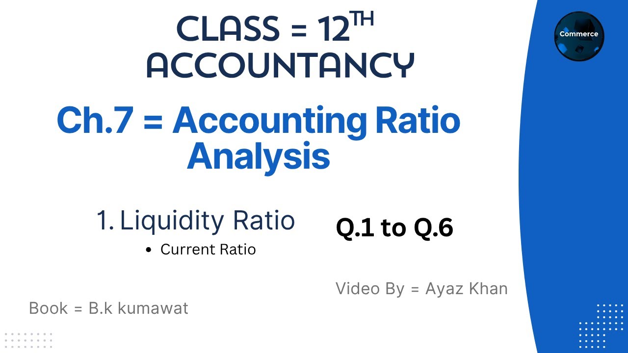 Ratio Analysis || Q.1 to Q.6 || Ch.9 Accountancy Class 12th || Ayaz Khan
