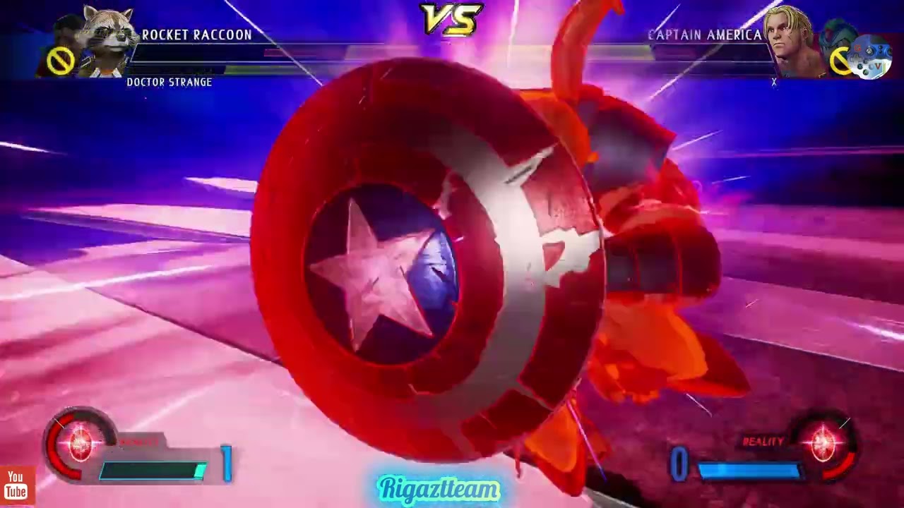 Marvel: Los Magicos- Dr.Strange y  Los Raccoon VS  itrepidos- Megaman y Capitan America.