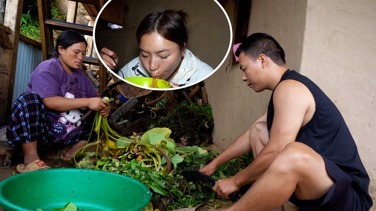 Guest helping Jina on her work@Pastoral  Life of Nepal
