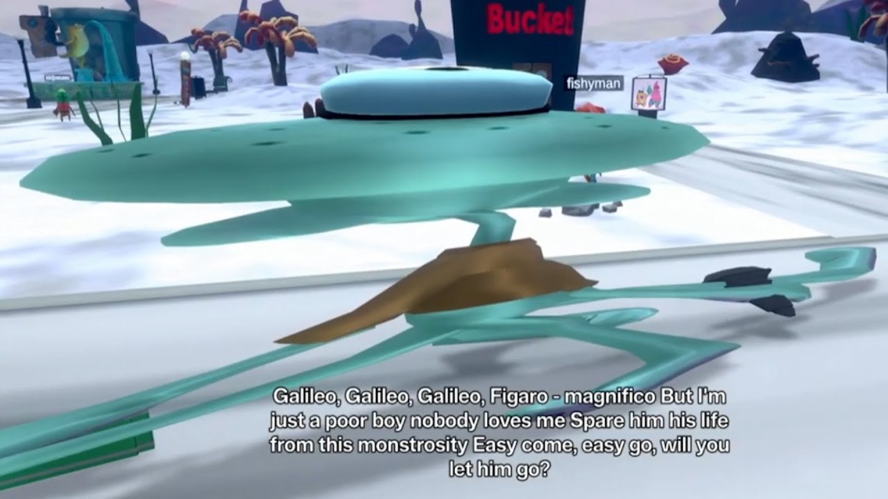 Squidward sings random songs for the live chat