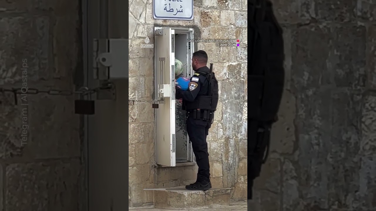 Israeli police destroy children&rsquo;s footballs at Al-Aqsa mosque | AJ #shorts