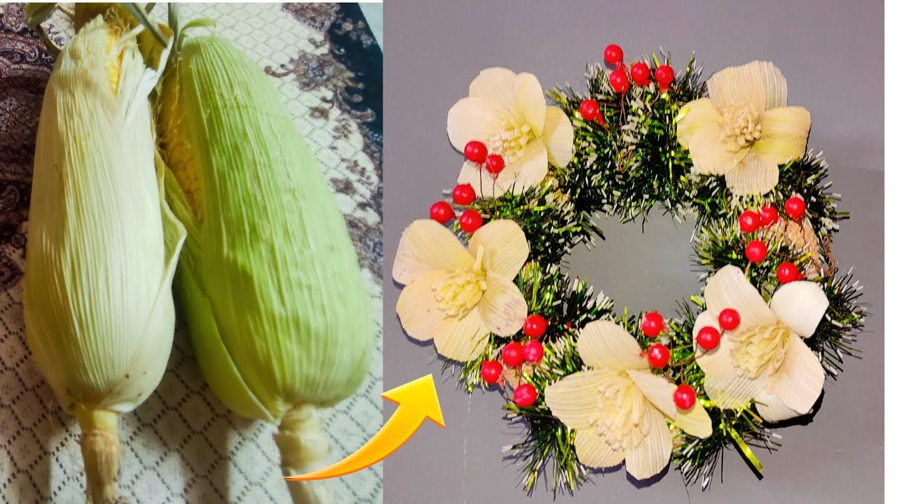 DIY Corn Peel || Christmas Decorations Ornaments || Beautiful wreath making