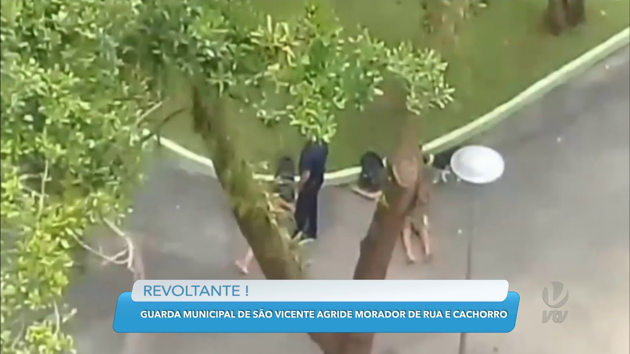 GCM chuta cachorro em pra&ccedil;a em S&atilde;o Vicente