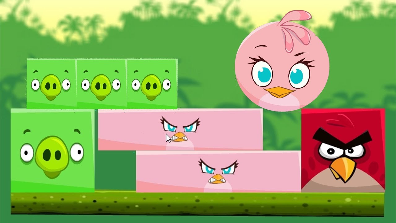 Angry Birds Kick Piggies - SQUARE RED KICK BOTH PIGGIES AND RECTANGLE STELLA!