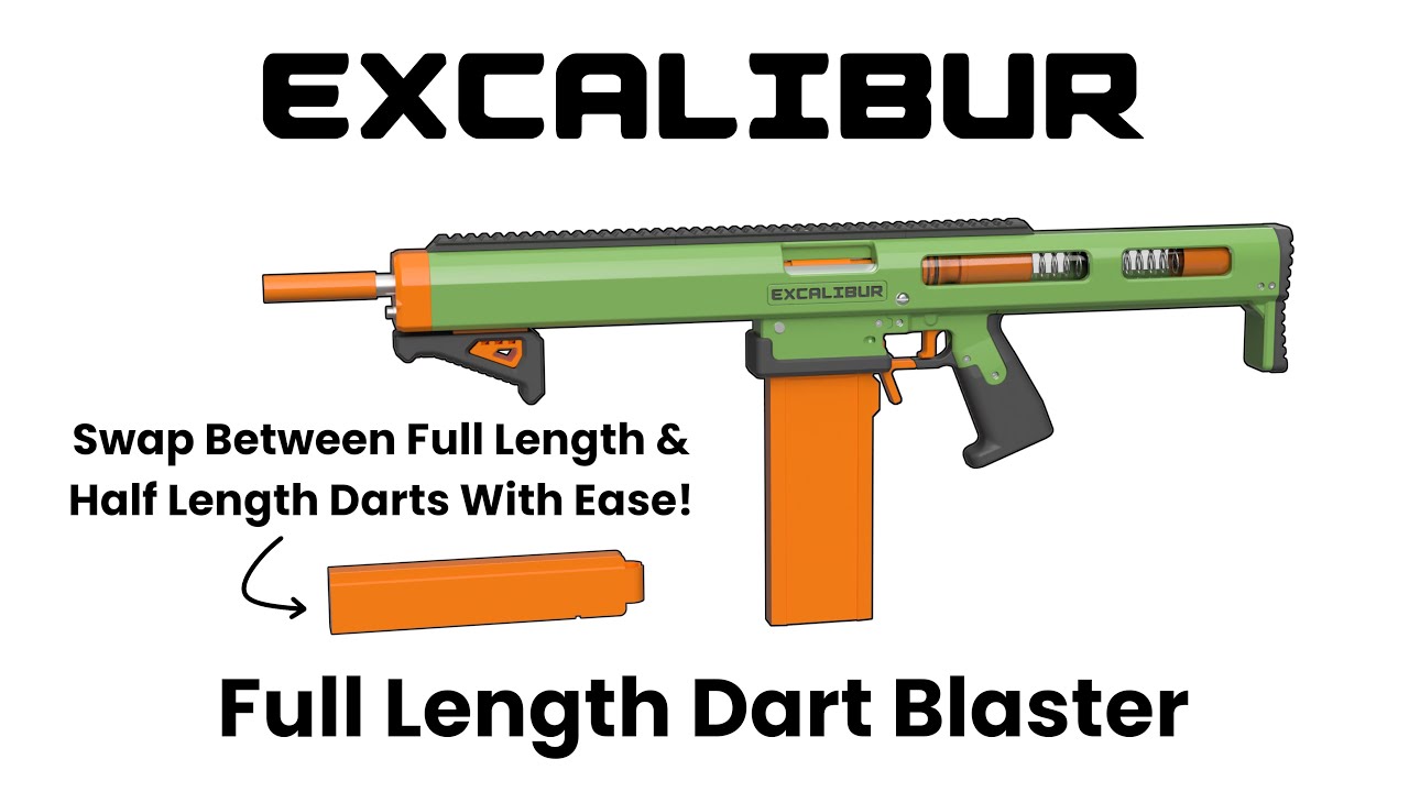 NERF EXCALIBUR - A Full Length Dart Blaster With Tons of Features! #Nerf #3dPrinting