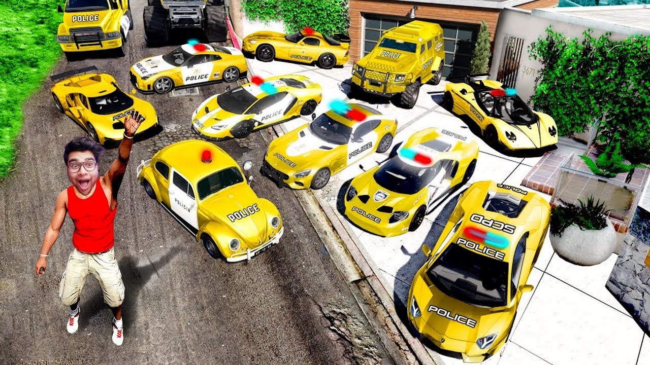 GTA V : Franklin Collecting LUXURY GOLD POLICE CARS || Professor Of Pc Gaming