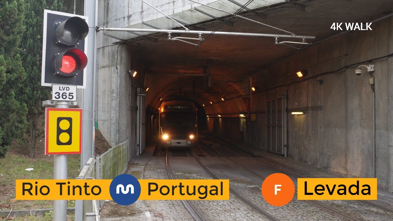 Порту, Риу-Тинту, прогулка по станциям метро, Levada (4K)