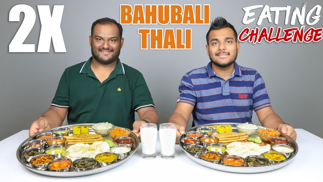 2 X BAHUBALI THALI EATING CHALLENGE | Veg Thali Eating Competition | Food Challenge