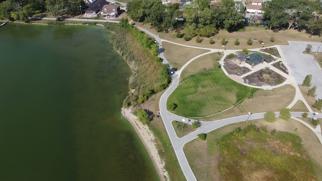 Drone footage of Wolf Lake park Hammond, Indiana
