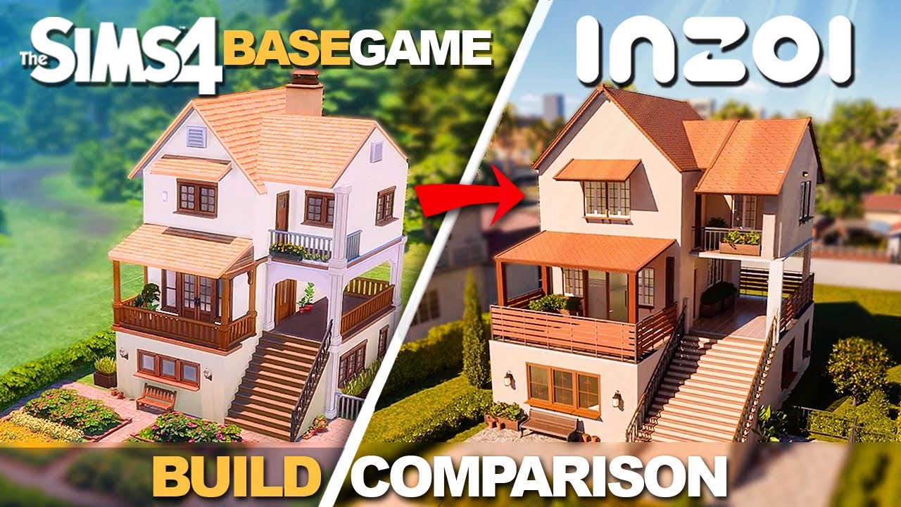 The Sims 4 (базовая игра) и InZOI — сравнение режима строительства