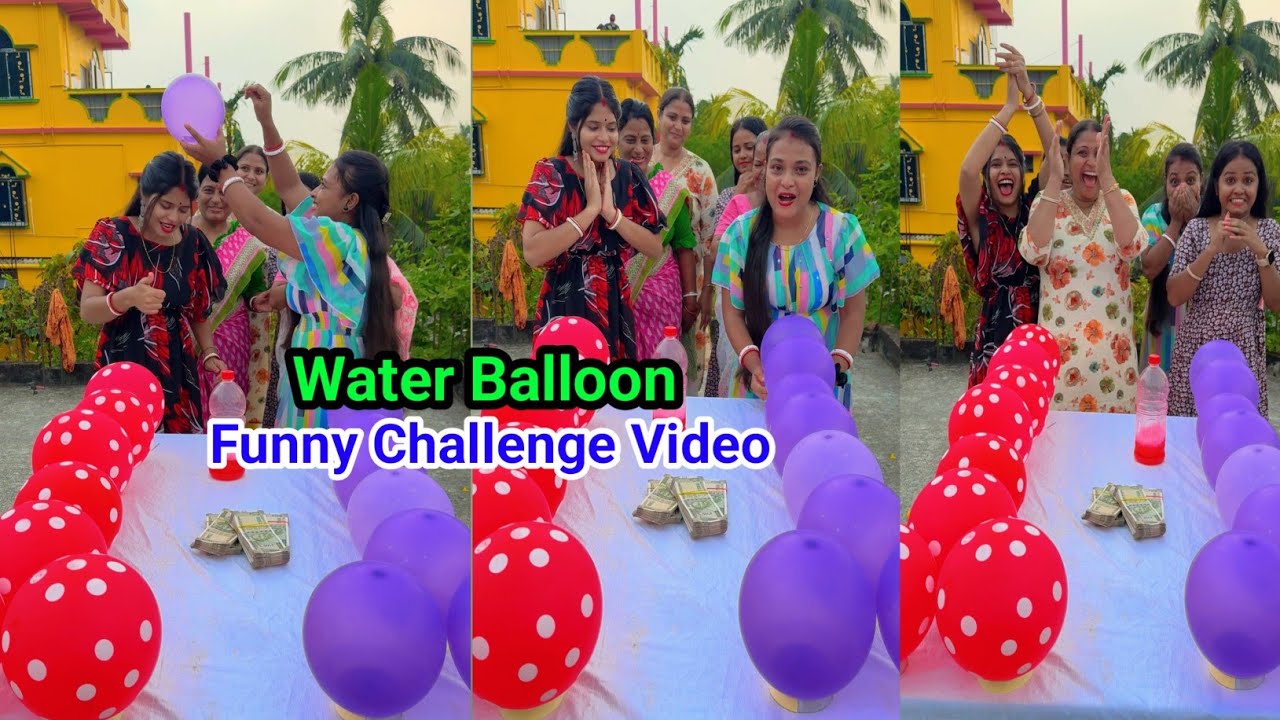 Water Balloon Bottle Flip Funny Challenge Video