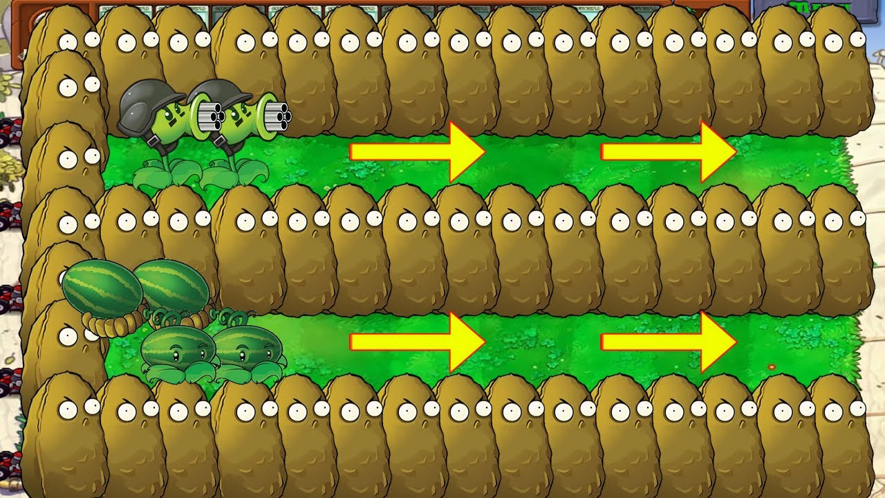 PvZ Team Hack Battle Fire Gatling Pea vs Melon Pult - Plants vs Zombies