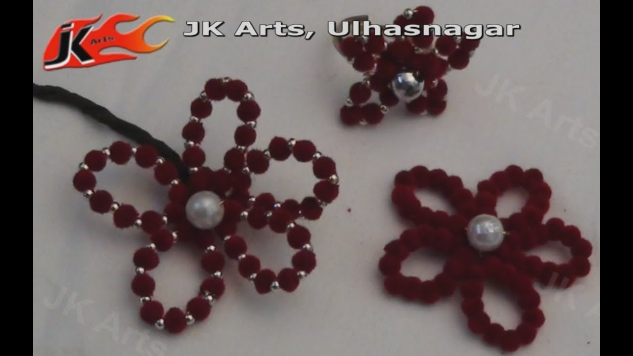 DIY How to make Beaded Flower - JK Arts 028