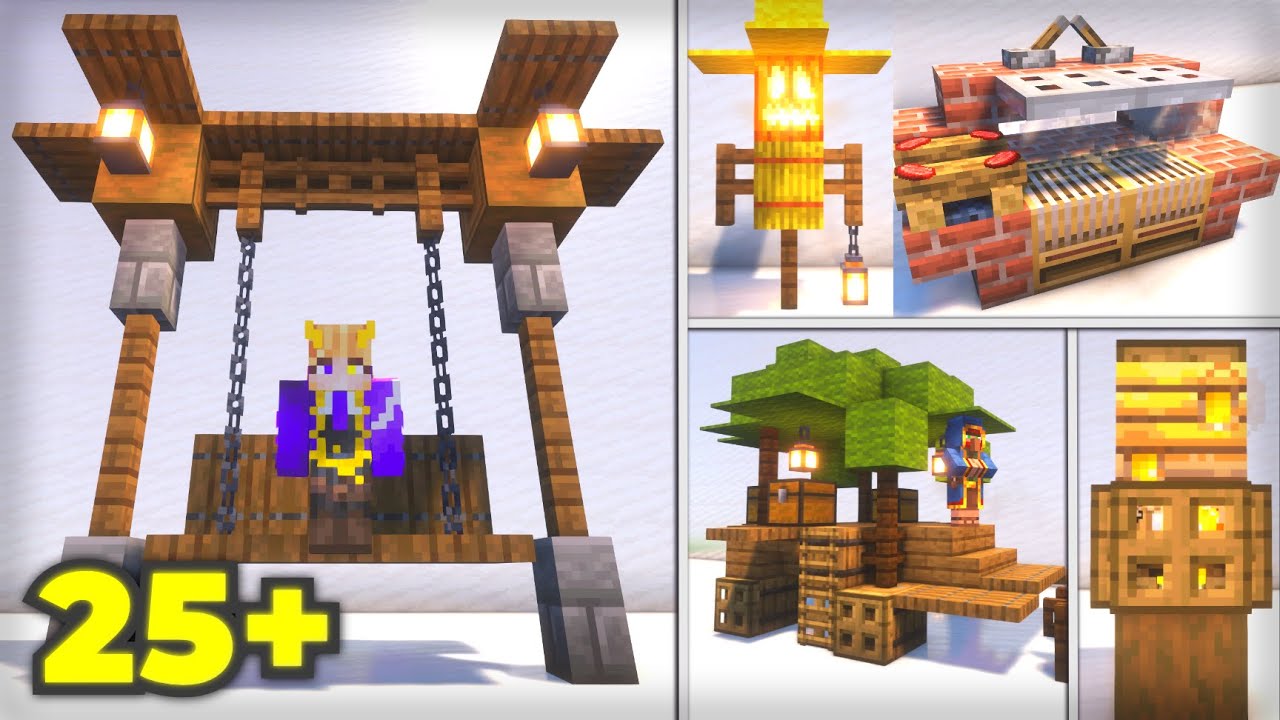 25+ украшений для вашего мира выживания✨ (ЛЕГКИЕ) Садовые постройки для Minecraft 1.20