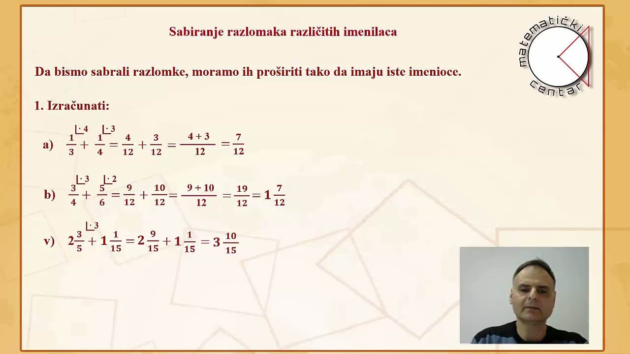 Sabiranje i oduzimanje razlomaka različitih imenilaca 5. razred