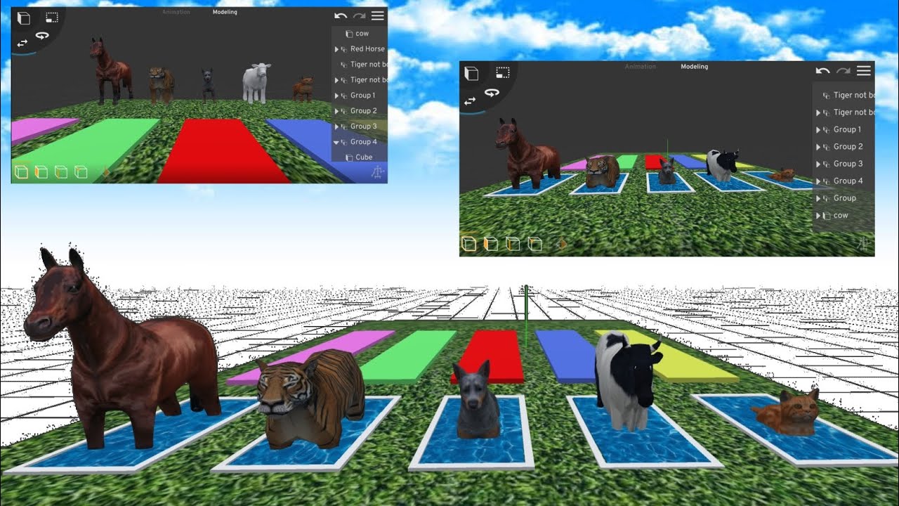 Animal Fountain Crossing 3 |‎@animation3Dworld   | Water Animation | Prisma3D Tutorial | Cow Tiger
