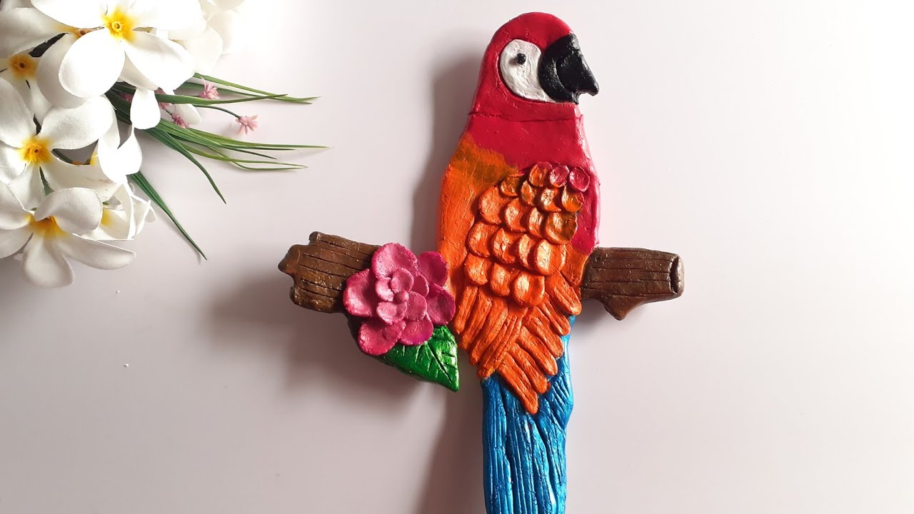 #parrot wall hanging | Diy bird wall hanging | Diy parrot | clay craft | wall decor | home decor