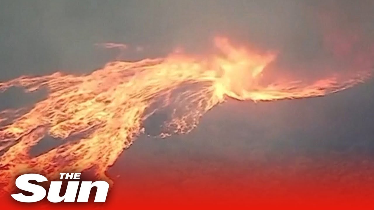 Aerial video captures dramatic 'firenado' within raging California brush fire