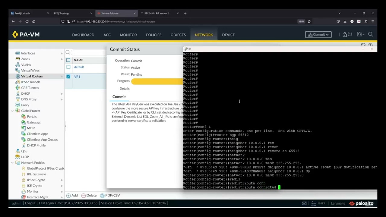 Configuring the BGP protocol on a Palo Alto firewall