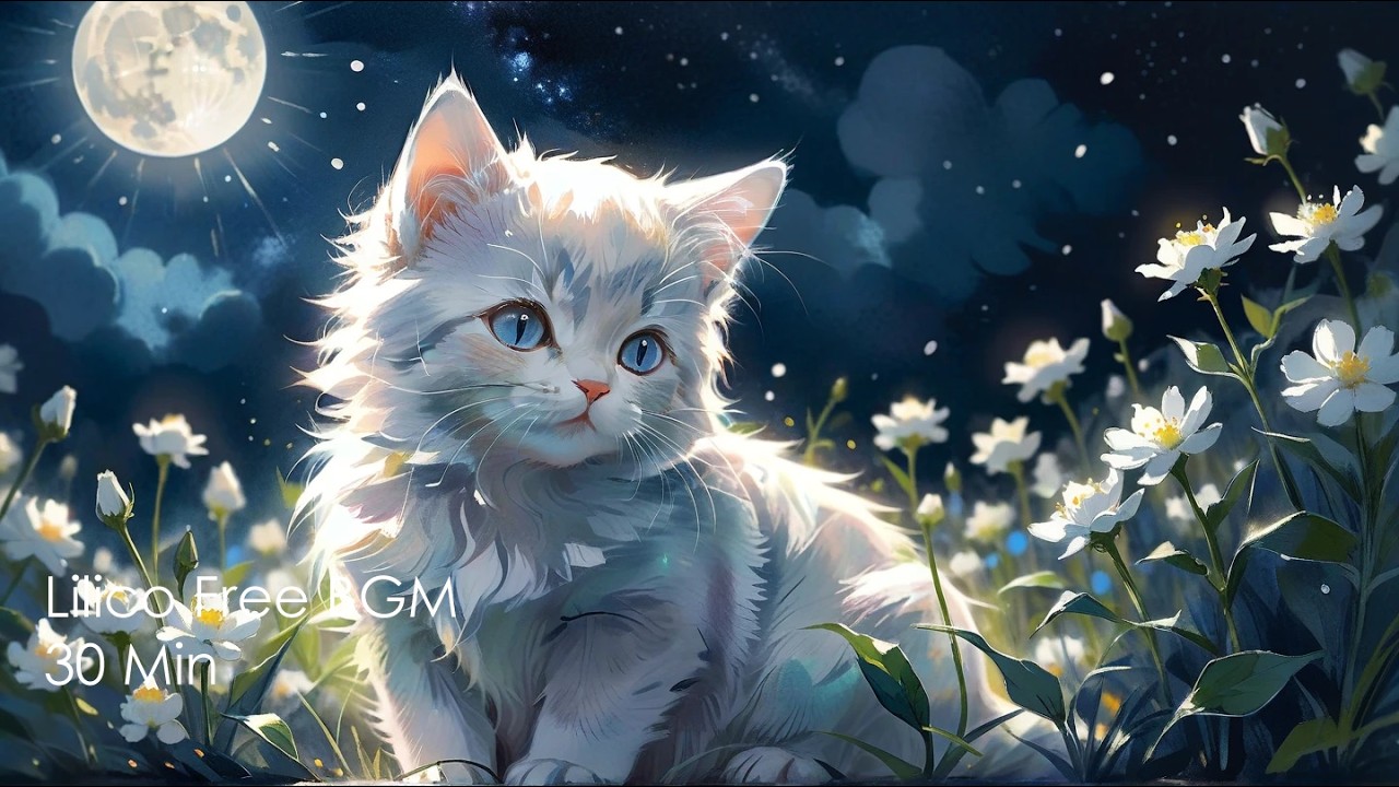 [Free BGM for Streaming]Magical Moon Garden | Dreamy Harp Night Ambience[30 Min]