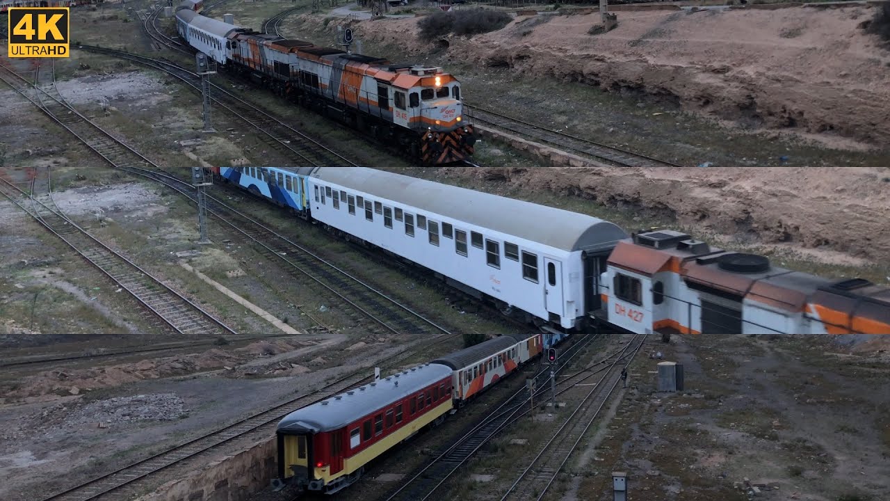 Le train touristique, Oriental Desert Express quitte Oujda pour Bouârfa, assuré par DH-416 & DH-427.