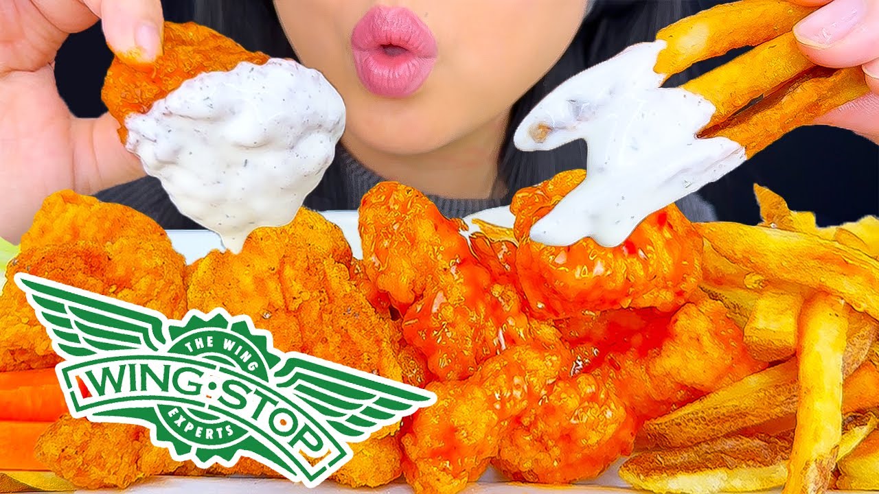 AMR Hot Honey Fried Chicken | WINGSTOP Mukbang | ASMR Phan