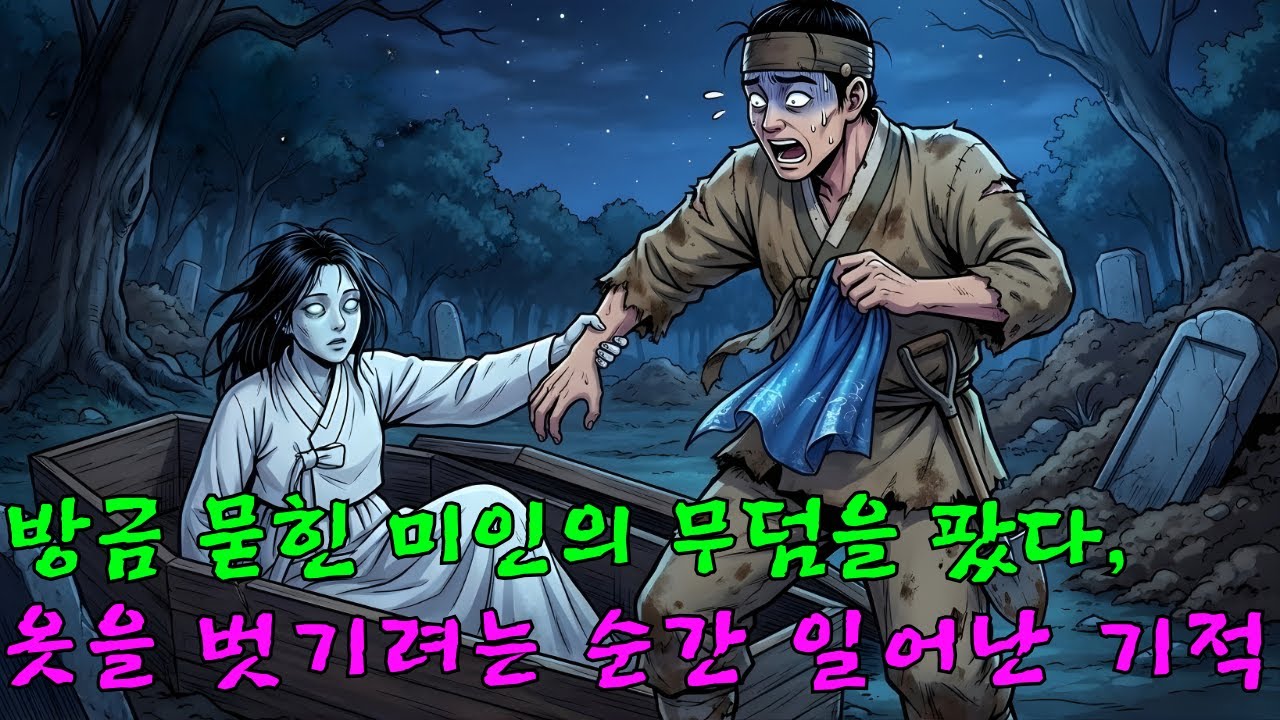 방금 묻힌 미인의 무덤을 팠다, 옷을 벗기려는 순간 일어난 기적