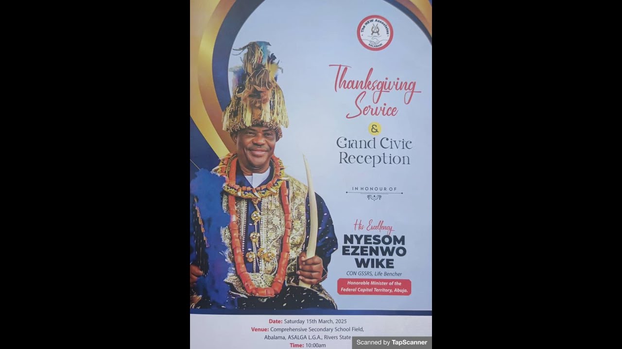 LIVE {PH}THANKSGIVING  SERVICE: GRAND CIVIC RECEPTION IN HONOUR OF FCT MINISTER.