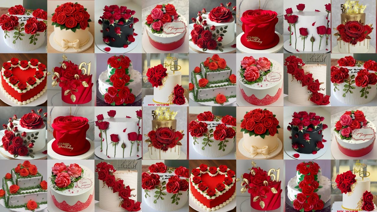 🌹❤️🌹Red rose cake design/most beautiful cake design/red rose cake/anniversary cake decorating ideas
