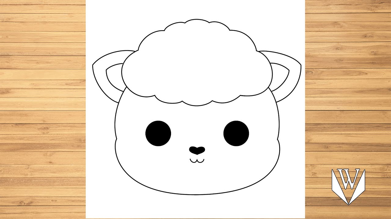 How to draw Cute Sheep Face Step by step, Easy Draw | Free Download Coloring Page