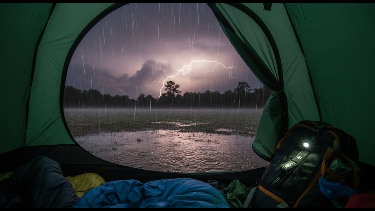 ASMR Tienda en el Bosque: Lluvia Pesada sobre el Techo
