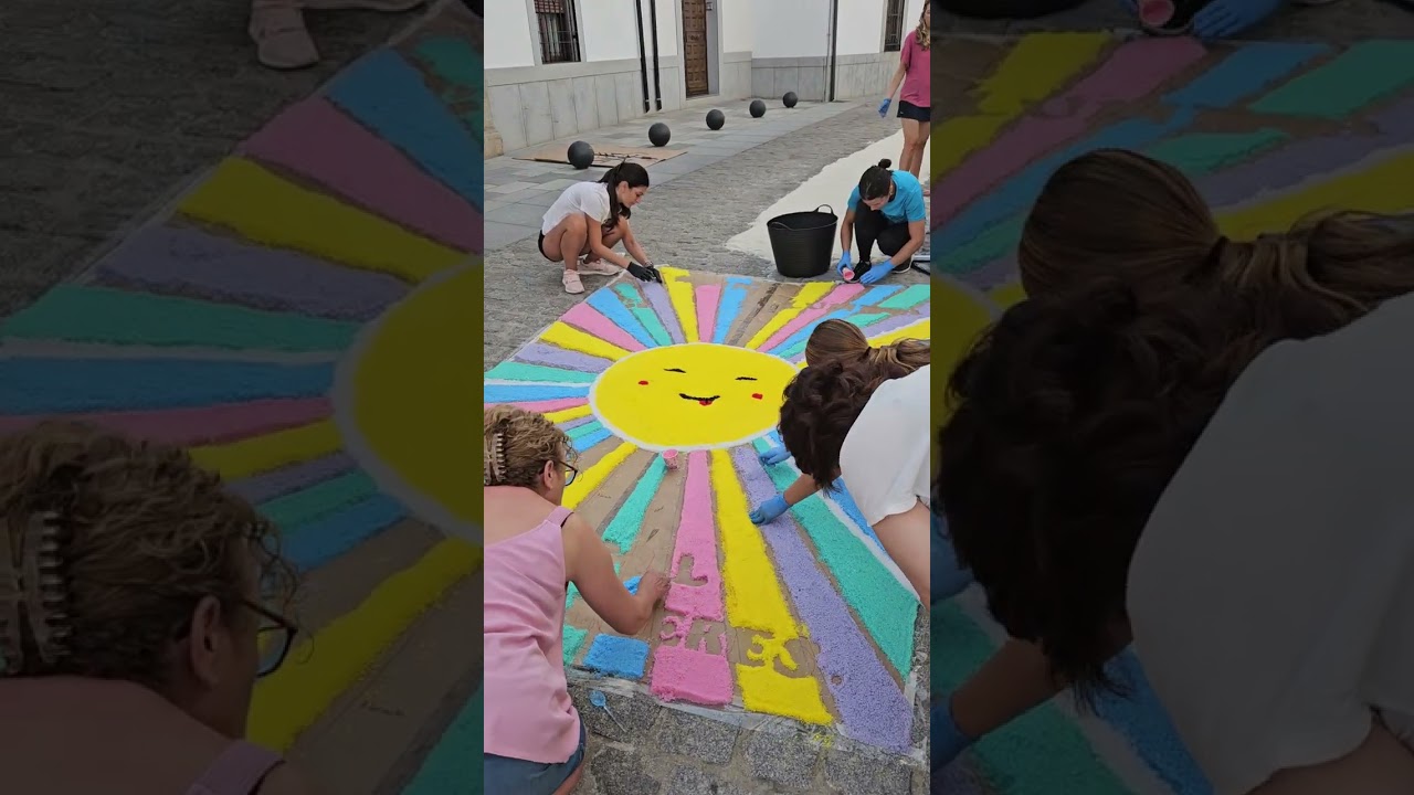 Haciendo las Alfombras de Sal de San Roque 2025. Dos Torres (Córdoba)