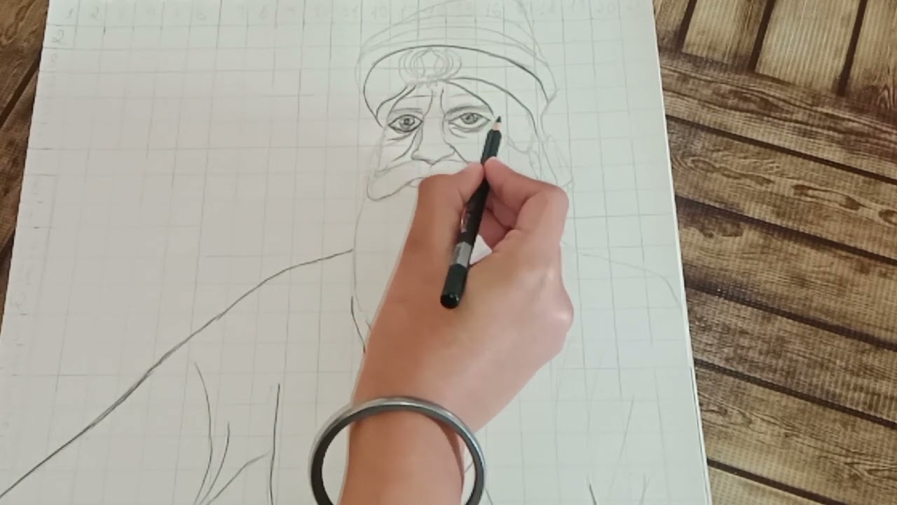 Dhan baba deep singh ji portrait 🪯 easy drawing tutorial for beginners 