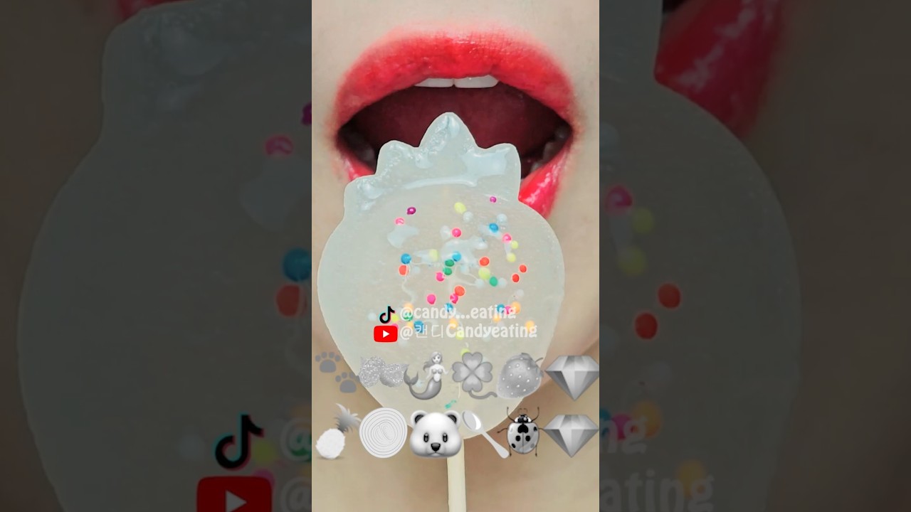 ASMR CLEAR EMOJI FOOD kohakuto yanggaeng jelly rock candy mukbang eating sounds #shorts